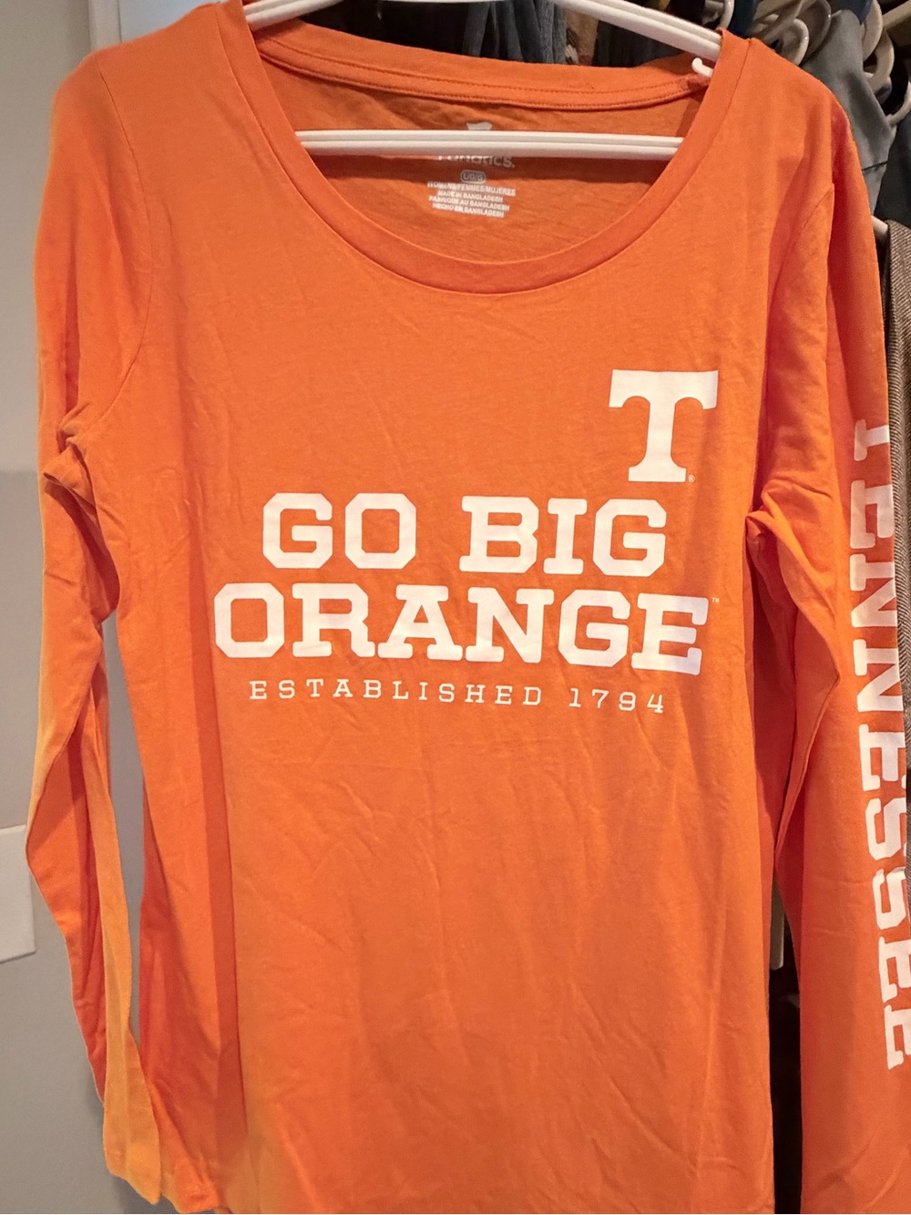 NWT Tennessee Volunteers Women’s Large Fanatics Go Big Orange Long Sleeve Tee